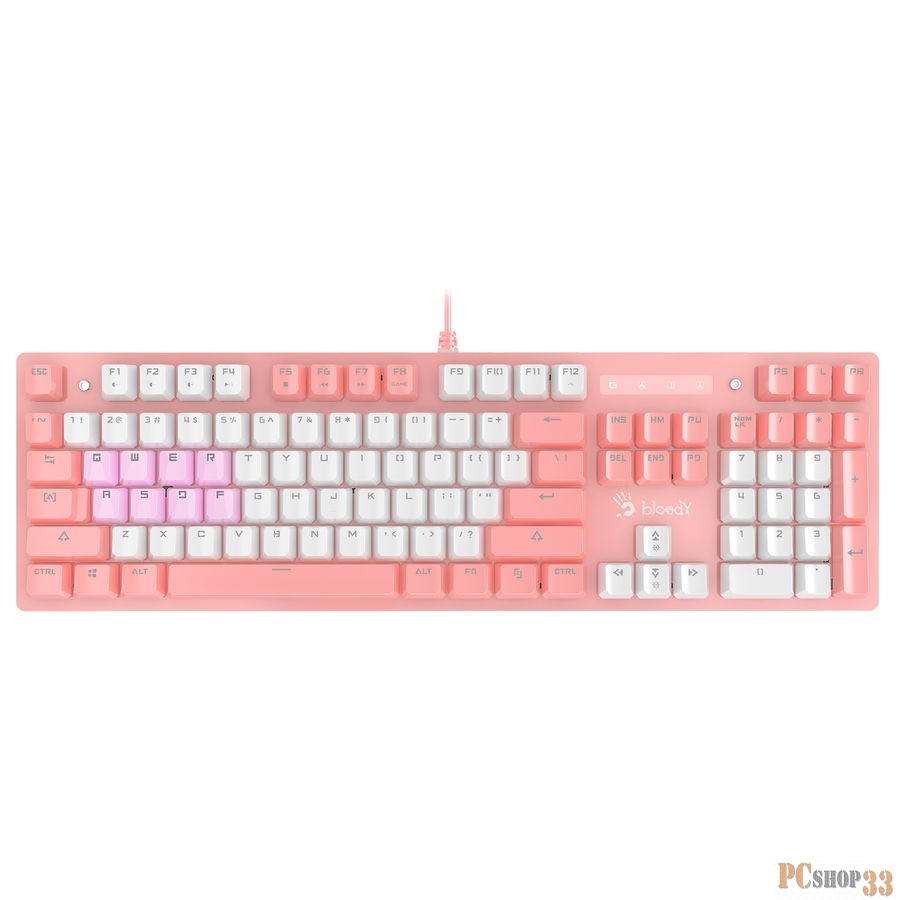 Клавиатура A4Tech Bloody B800 Dual Color механическая розовый/белый USB Multimedia for gamer LED