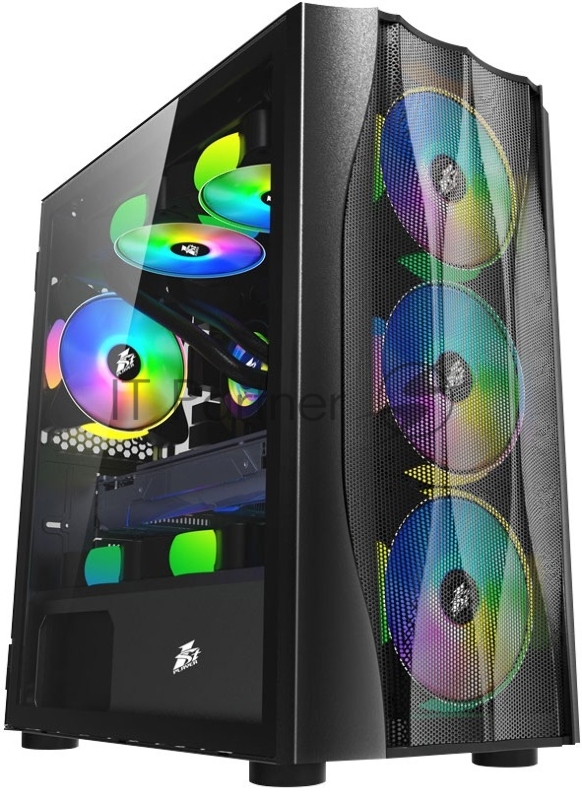 Корпус 1STPLAYER FIREBASE X3-M Black / mATX, TG / 4x120mm LED fans inc. / X3-M-BK-4F1