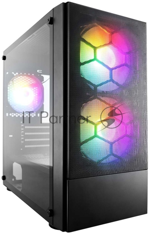 Корпус 1STPLAYER FIREBASE X4-M Black / mATX, TG / 1x120mm & 2x140mm LED fans inc. / X4-M-BK-2F1P-1F1
