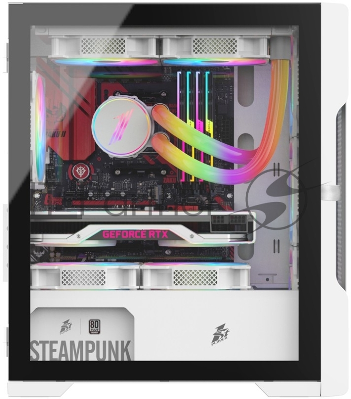 Корпус 1STPLAYER TRILOBITE T3 White / mATX, TG / 4x 120mm LED fans inc. / T3-WH-4F1-W