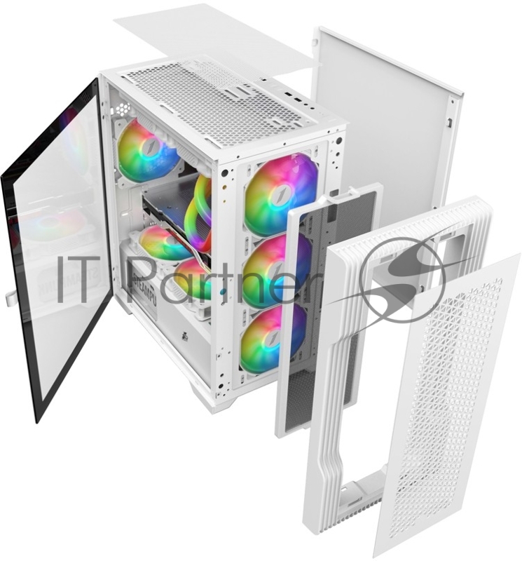 Корпус 1STPLAYER TRILOBITE T3 White / mATX, TG / 4x 120mm LED fans inc. / T3-WH-4F1-W