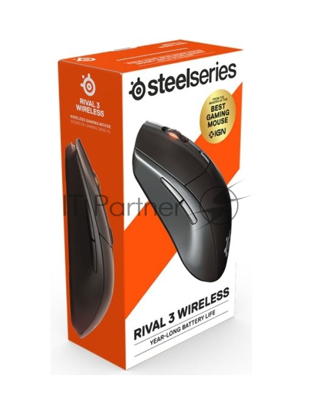 Игровая беспроводная мышь SteelSeries Rival 3 черная (2,4 ГГц, Bluetooth, 6 кнопок, TrueMove Air, 18000 dpi, RGB подсветка, USB, ААА)