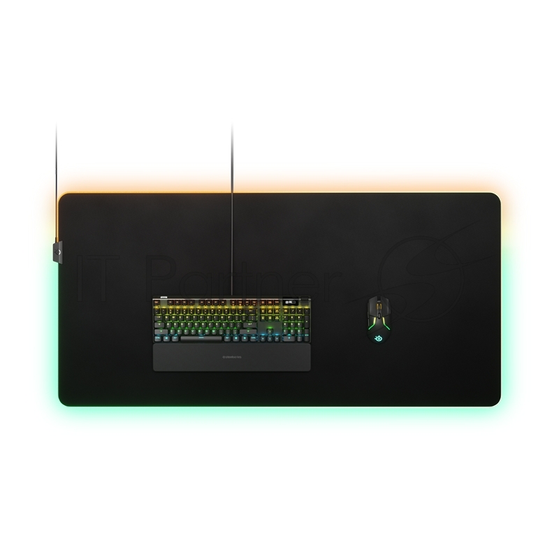 Игровой коврик для мыши Steelseries QcK Prism Cloth 3XL черный (RGB подсветка, 1220 x 590 x 4мм, текстиль, резина, USB)