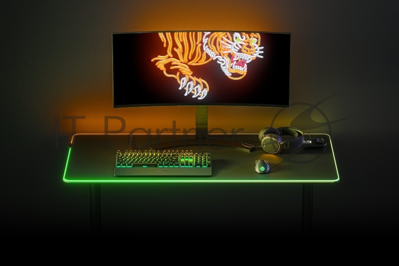 Игровой коврик для мыши Steelseries QcK Prism Cloth 3XL черный (RGB подсветка, 1220 x 590 x 4мм, текстиль, резина, USB)