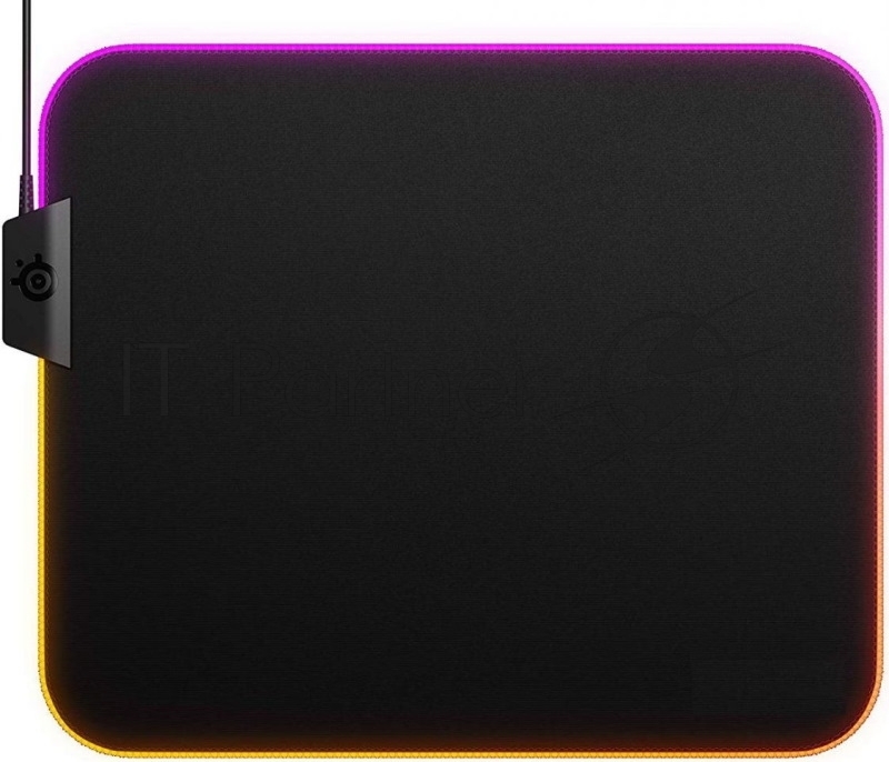 Игровой коврик для мыши Steelseries QcK Prism Cloth Medium чёрный (RGB подсветка, 320 x 270 x 6мм, текстиль, резина, USB)