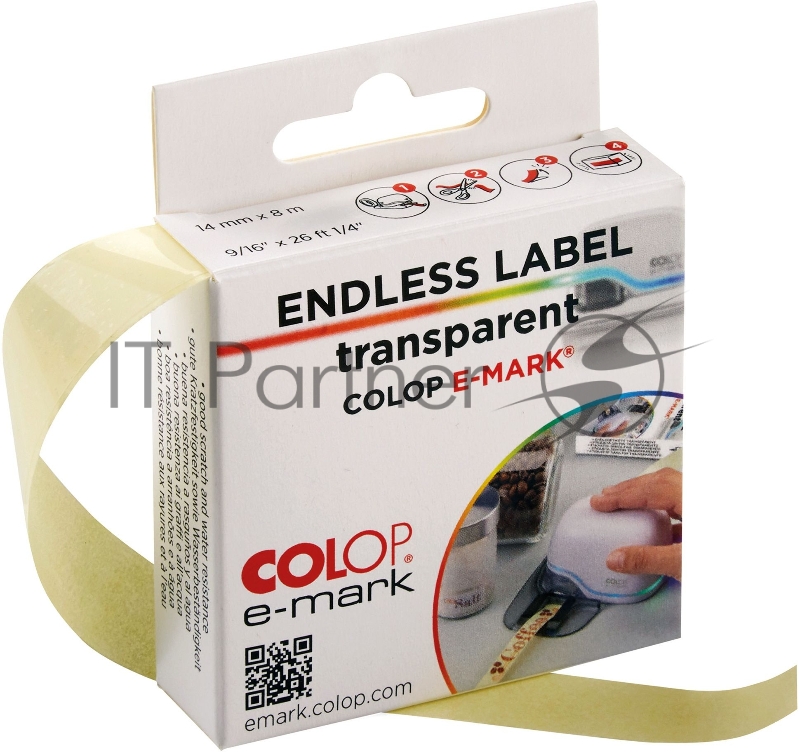 Лента Colop e-mark 155362 14мм-8м/прозрачный самоклей.