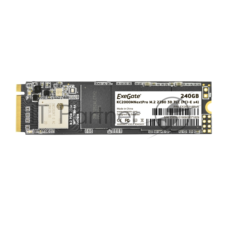 Накопитель SSD M.2 2280 240GB ExeGate EX282318RUS NextPro KC2000TP240 (PCIe Gen3x4, NVMe, 22x80mm, 3D TLC)
