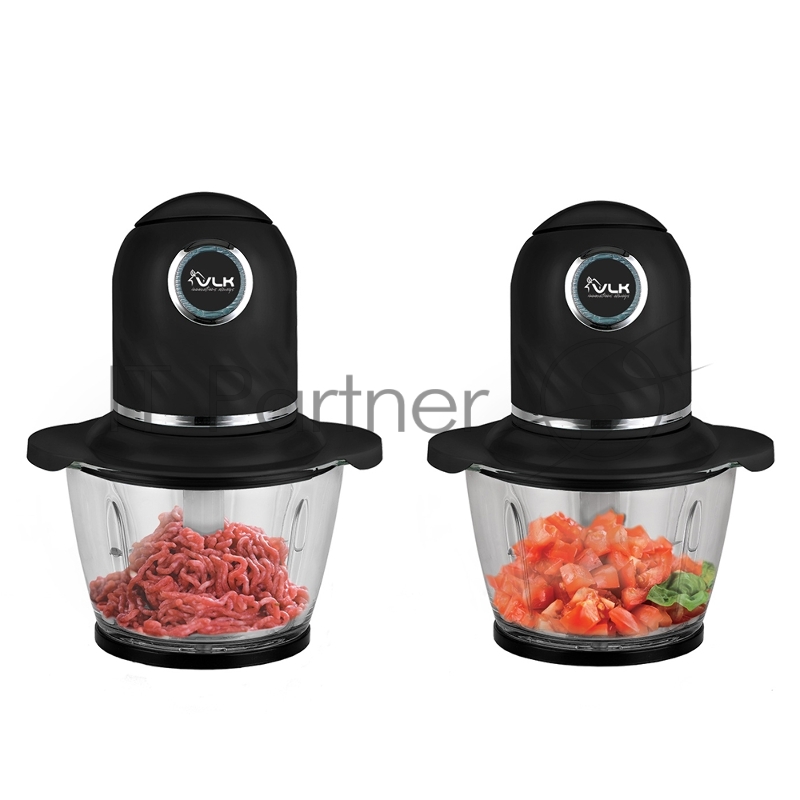 Измельчитель (чоппер) VLK Milano-6851, черный, 300 Вт, объем чаши 1 л, импульсный режим, два двойных лезвия, стеклянная чаша