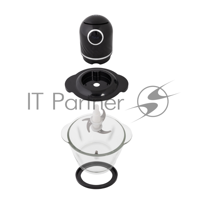 Измельчитель (чоппер) VLK Milano-6851, черный, 300 Вт, объем чаши 1 л, импульсный режим, два двойных лезвия, стеклянная чаша