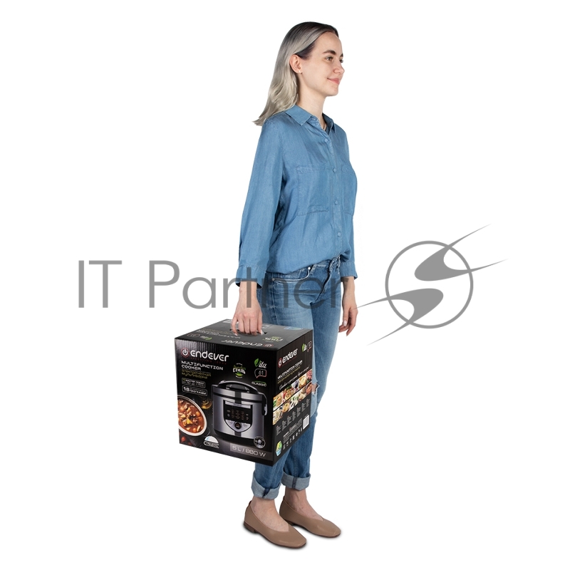 Мультиварка электрическая Endever Vita 61, стальной/чёрный, мощность 860 Вт, емкость 5л, 18 авторежимов, функция мастер-повар,книга рецептов