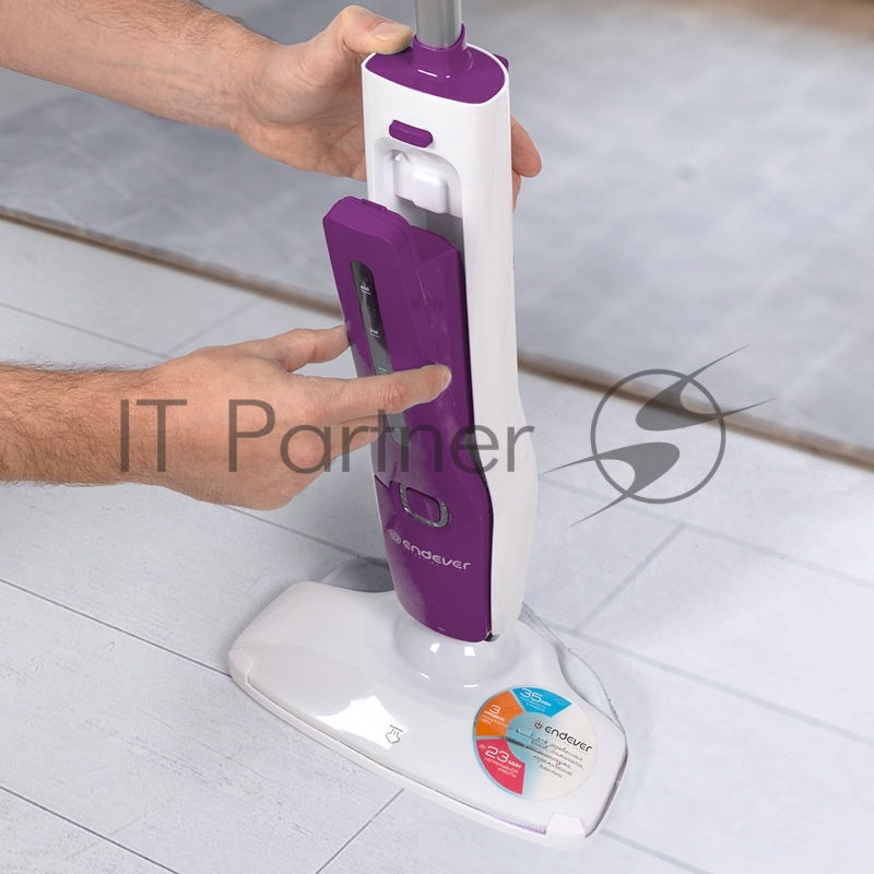 Паровая швабра Endever Odyssey Q-611, белый/фиолетовый, мощность 1300 Вт, давление пара бар, производительность пара 23г/мин, 2 шт/уп.