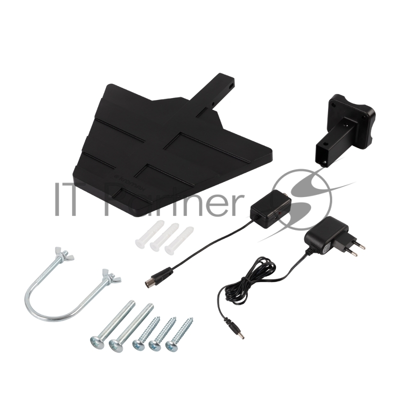 Антенна ТВ для внутреннего и внешнего использования Kromax TV FLAT-14 gray-black 10 шт/упак, внут и наруж акт ант, 470 -862 Mhz UHF,32 dB Max,750 Ом Коэфф шума: <4.5dB адапт.пит DC 12V 50mA в компл