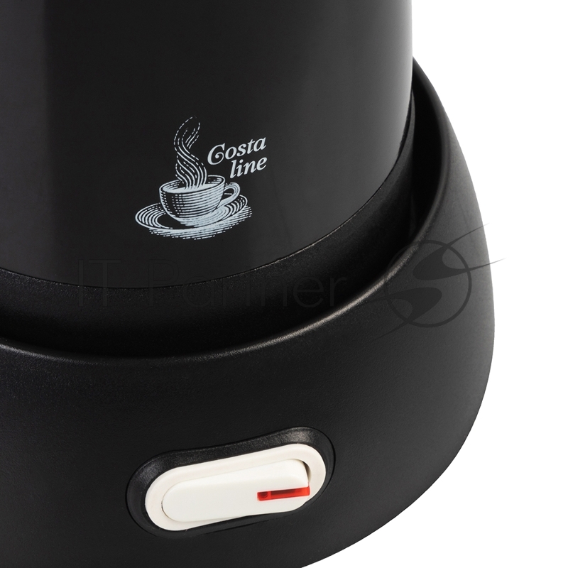 Кофеварка гейзерная электрическая Endever Costa-1006, черный, мощность 480 Вт, объем 0,3 л, корпус алюминий
