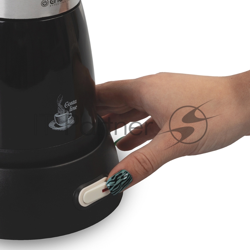 Кофеварка гейзерная электрическая Endever Costa-1006, черный, мощность 480 Вт, объем 0,3 л, корпус алюминий