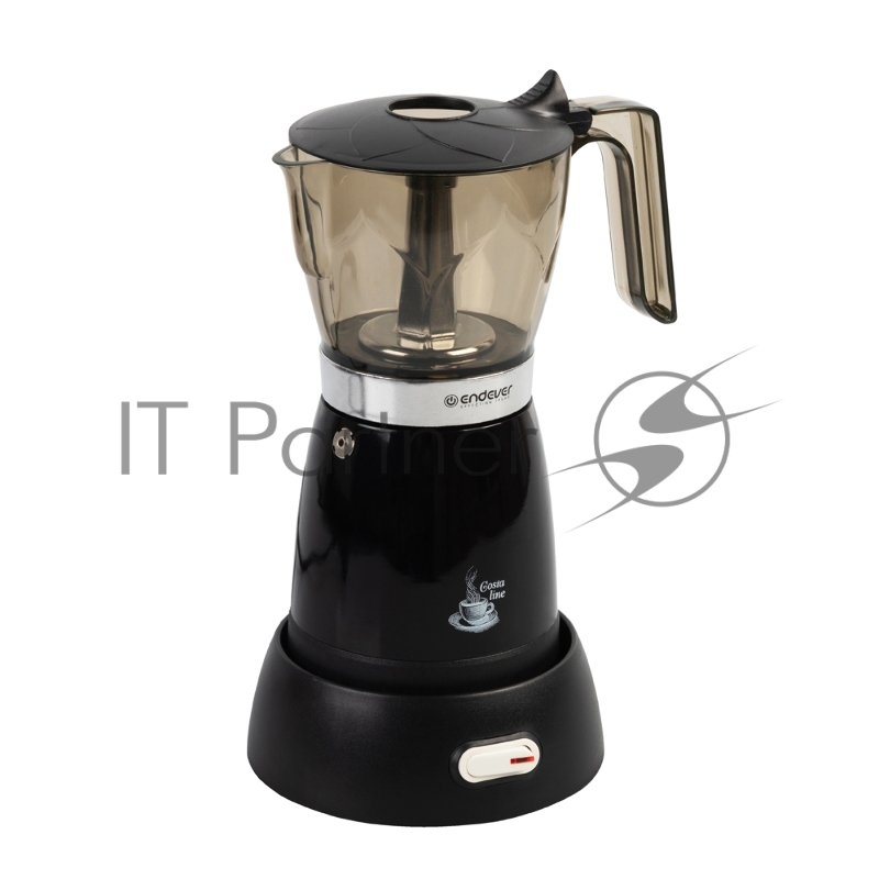 Кофеварка гейзерная электрическая Endever Costa-1006, черный, мощность 480 Вт, объем 0,3 л, корпус алюминий