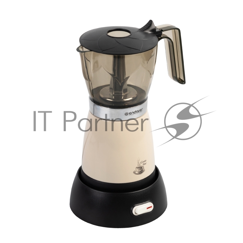Кофеварка гейзерная электрическая Endever Costa-1007, кремовый, мощность 480 Вт, объем 0,3 л, корпус алюминий, 8 шт/уп.