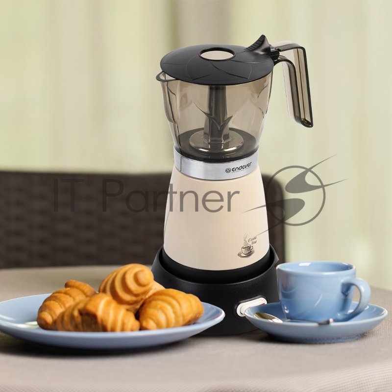 Кофеварка гейзерная электрическая Endever Costa-1007, кремовый, мощность 480 Вт, объем 0,3 л, корпус алюминий, 8 шт/уп.