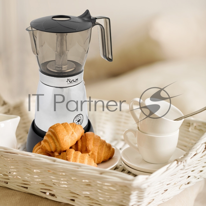 Кофеварка гейзерная электрическая VLK Venice 6002, стальной, мощность 480 Вт, объем 0,3 л, корпус алюминий, 8 шт/уп.