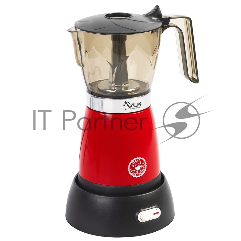 Кофеварка гейзерная электрическая VLK Venice 6001, красный, мощность 480 Вт, объем 0,3 л, корпус алюминий, 8 шт/уп.