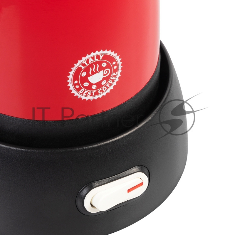 Кофеварка гейзерная электрическая VLK Venice 6001, красный, мощность 480 Вт, объем 0,3 л, корпус алюминий, 8 шт/уп.