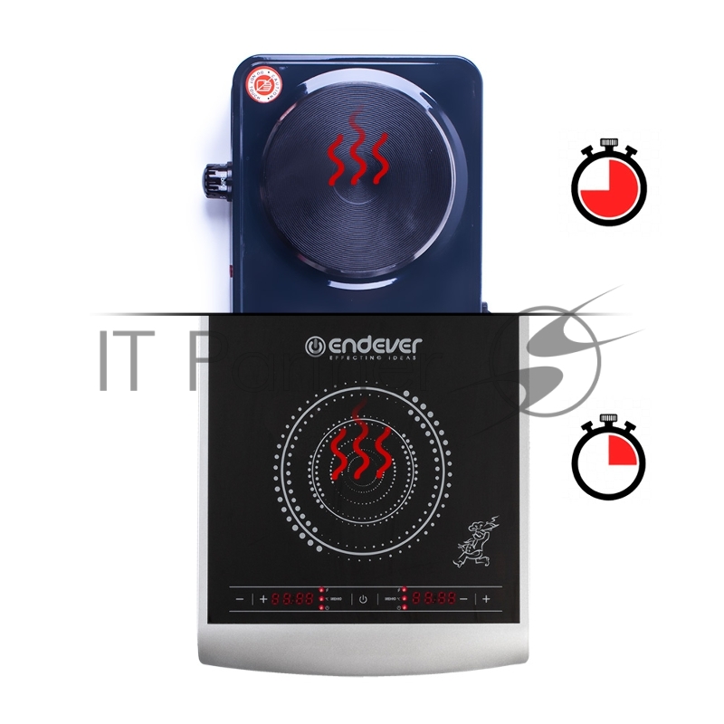 Плитка электрическая индукционного типа с двумя конфорками Endever Skyline IP-55, 1600+1300 Вт, 10 уровней регулировки температуры и мощности