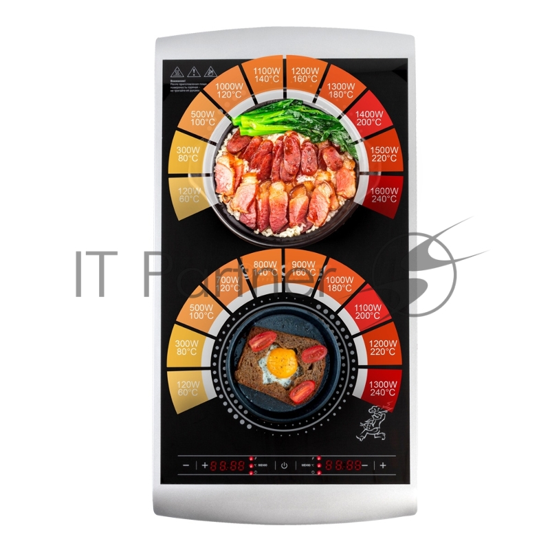 Плитка электрическая индукционного типа с двумя конфорками Endever Skyline IP-55, 1600+1300 Вт, 10 уровней регулировки температуры и мощности