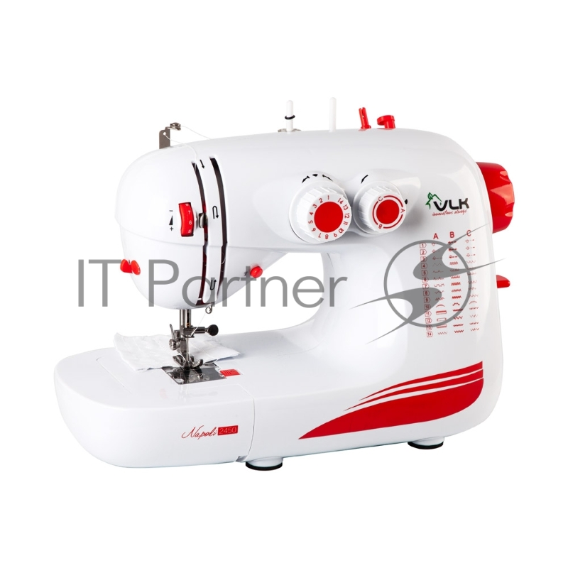 Швейная машина VLK Napoli 2450, мощ. 18W, белый, 42 видов строчки, обработка петли для пуговиц и пришивание молнии, LED-подсветка, 3 шт/уп