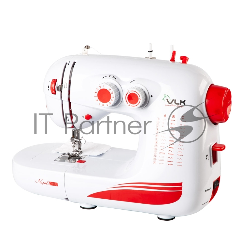 Швейная машина VLK Napoli 2450, мощ. 18W, белый, 42 видов строчки, обработка петли для пуговиц и пришивание молнии, LED-подсветка, 3 шт/уп