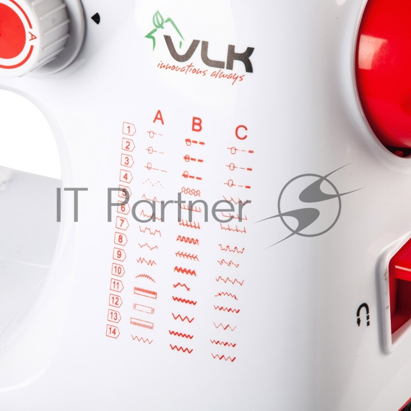 Швейная машина VLK Napoli 2450, мощ. 18W, белый, 42 видов строчки, обработка петли для пуговиц и пришивание молнии, LED-подсветка, 3 шт/уп