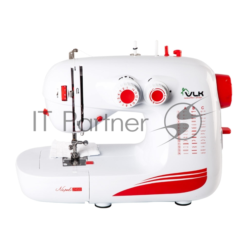 Швейная машина VLK Napoli 2450, мощ. 18W, белый, 42 видов строчки, обработка петли для пуговиц и пришивание молнии, LED-подсветка, 3 шт/уп