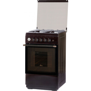 Плита Газовая Flama BG 2421 В коричневый (стеклянная крышка) реш.чугун