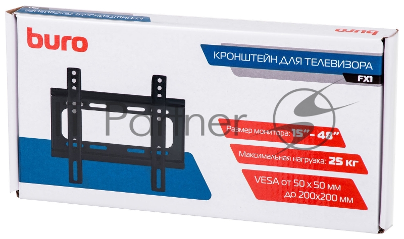 Кронштейн для телевизора Buro FX1 черный 15-48 макс.25кг настенный фиксированный