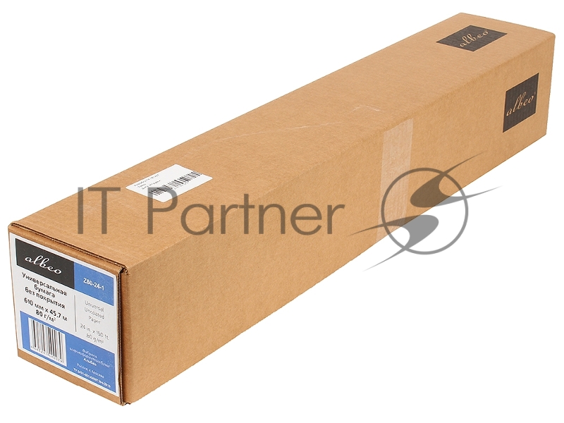 Бумага Albeo InkJet Paper, для плоттеров, универсальная, в рулонах, втулка 50,8 мм, белизна 146%, ширина рулона/длина/плотность (0,610х45,7 м., 80 г/к