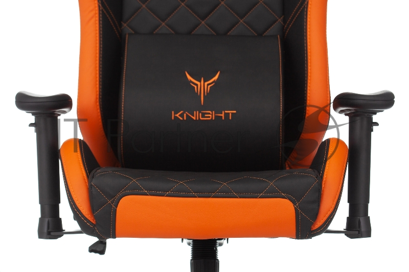 Кресло игровое Knight Explore черный/оранжевый ромбик эко.кожа с подголов. крестовина металл