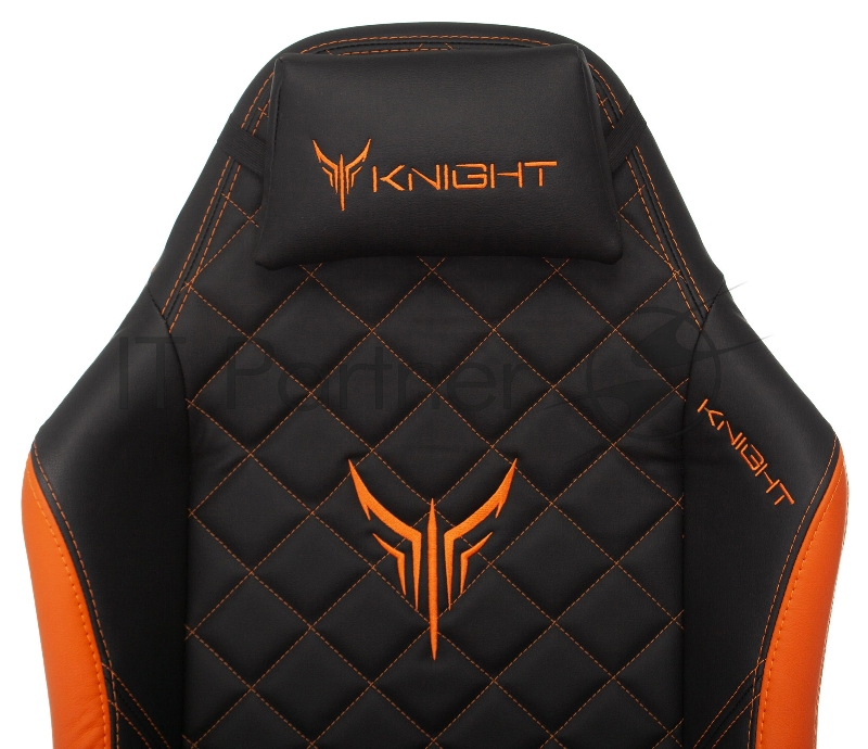 Кресло игровое Knight Explore черный/оранжевый ромбик эко.кожа с подголов. крестовина металл