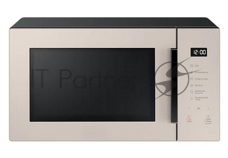 Микроволновая печь Samsung MS30T5018UF/BW / 30л, соло, БИОкерамика, сенсорная панель управления, цвет бежевый, поверхность двери стекло в стиле BESPOKE, дополнительная ф-ция разогрева Разогрев +30сек Гриль, предустановленные авторецепты, аксессуар п