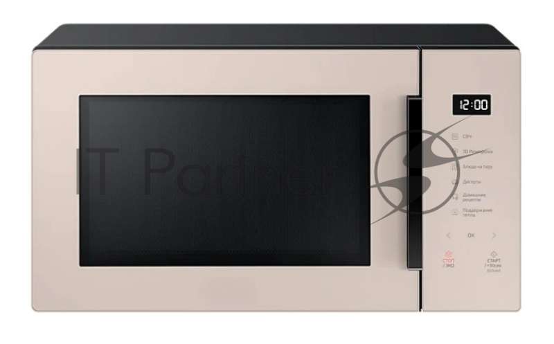 Микроволновая печь Samsung MS30T5018UF/BW / 30л, соло, БИОкерамика, сенсорная панель управления, цвет бежевый, поверхность двери стекло в стиле BESPOKE, дополнительная ф-ция разогрева Разогрев +30сек Гриль, предустановленные авторецепты, аксессуар п