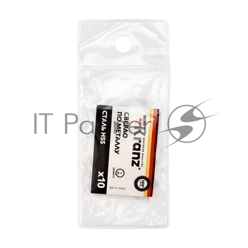 Сверло по металлу 1,0х34х12 мм HSS (10 шт. в упаковке) DIN 338 Kranz