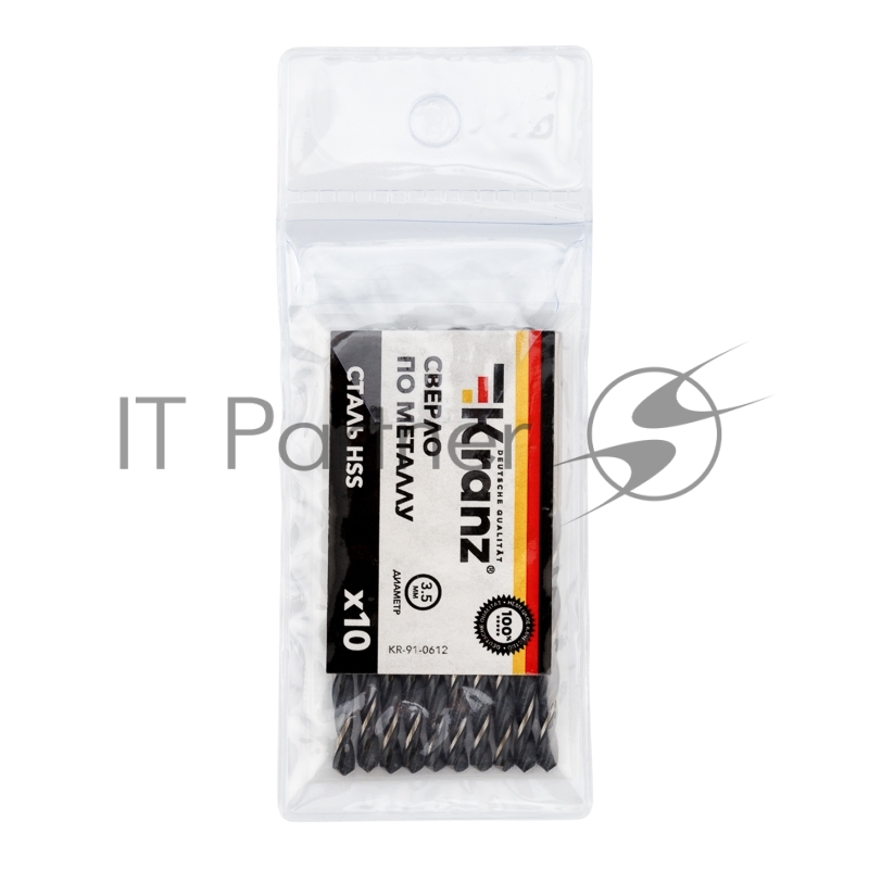 Сверло по металлу 3,5х70х39 мм HSS (10 шт. в упаковке) DIN 338 Kranz