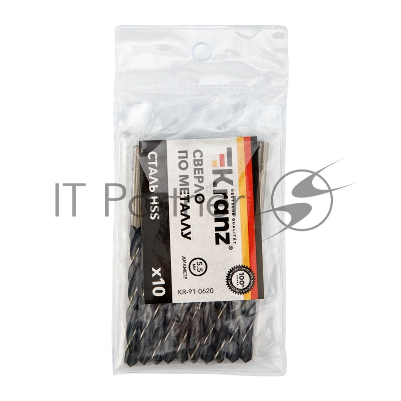 Сверло по металлу 5,5х93х57 мм HSS (10 шт. в упаковке) DIN 338 Kranz