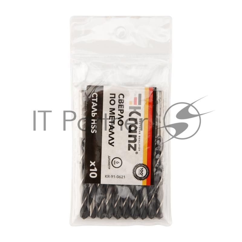 Сверло по металлу 6,0х93х57 мм HSS (10 шт. в упаковке) DIN 338 Kranz