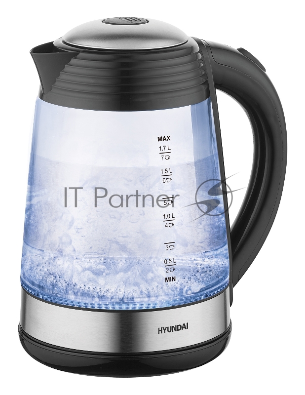 Чайник электрический Hyundai HYK-G3803 1.7л. 2200Вт черный/серебристый (корпус: стекло)