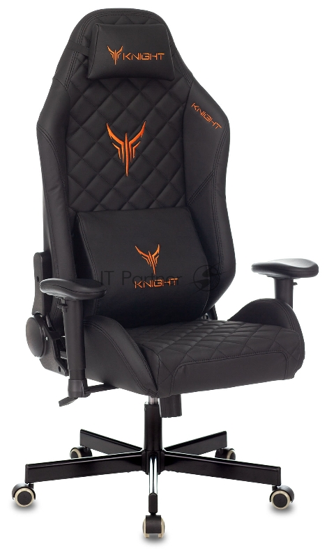 Кресло игровое Knight EXPLORE черный ромбик эко.кожа с подголов. крестовина металл