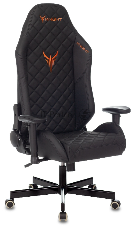Кресло игровое Knight EXPLORE черный ромбик эко.кожа с подголов. крестовина металл