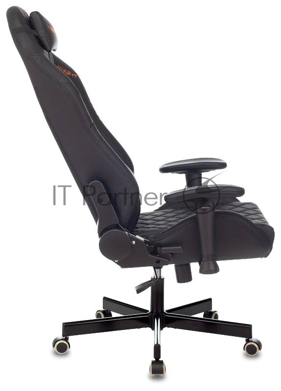 Кресло игровое Knight EXPLORE черный ромбик эко.кожа с подголов. крестовина металл