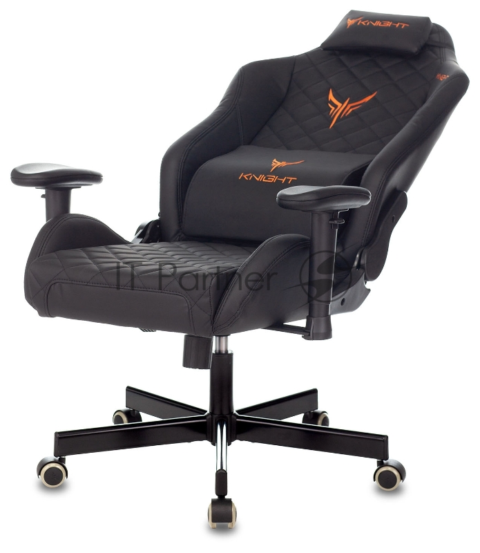 Кресло игровое Knight EXPLORE черный ромбик эко.кожа с подголов. крестовина металл