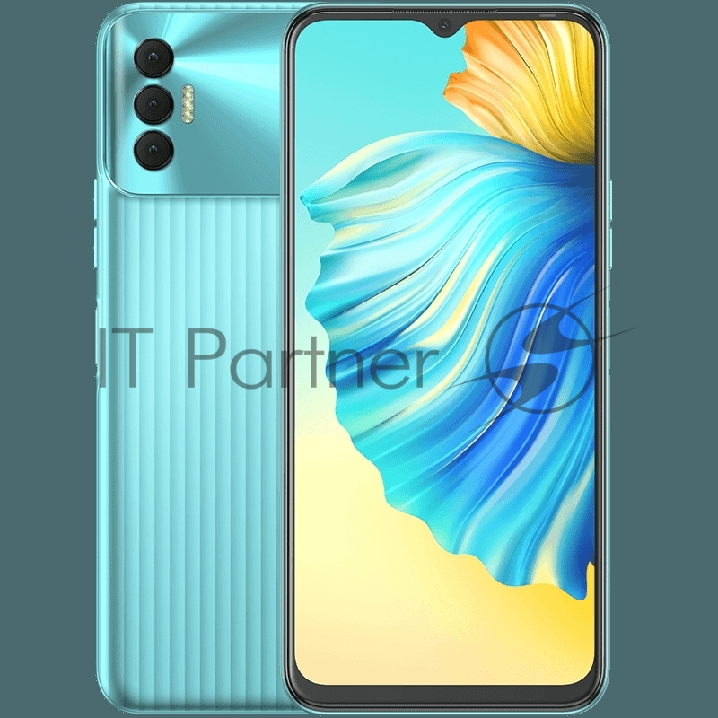 Смартфон Tecno KG7n SPARK 8P 4/64 Turquoise Cyan, 6.6 20:9 1080 x 2400, 2x2,0 ГГц+6x1,7 ГГц, 8 Core, 4GB RAM, 64GB, up to 128GB flash, 50 Мп+ 2 Мп+ AI (autofocus)/8Мп,2 Sim,2G,3G,LTE, BTv5.0, WiFi 802.11 a/b/g/n,NFC,GPS/AGPS,GLONASS,M 5000mA