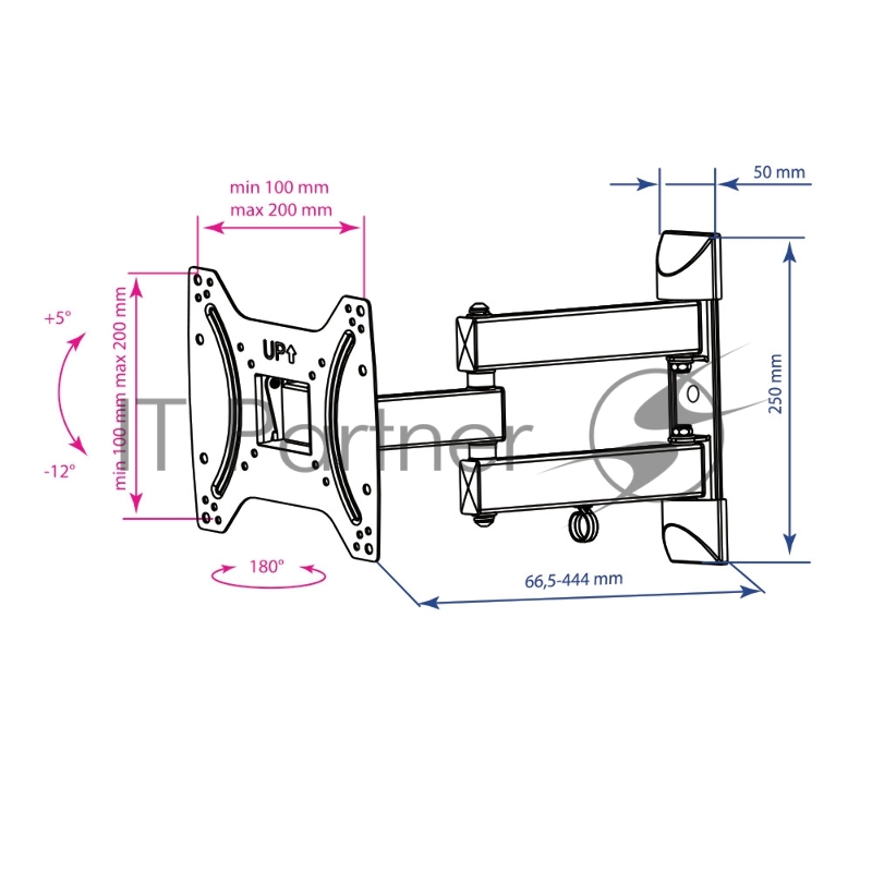 Кронштейн Kromax DIX-22 black для TV 15-48 max 35 кг