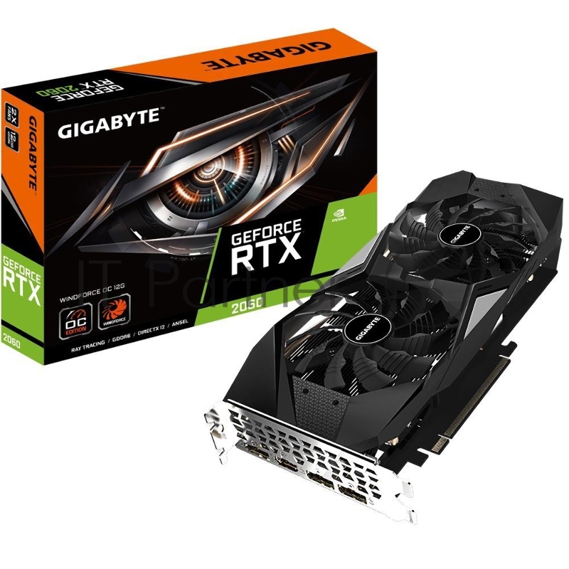 Видеокарта Gigabyte PCI-E GV-N2060WF2OC-12GD NVIDIA GeForce RTX 2060 12288Mb 192 GDDR6 1680/14000 HDMIx1 DPx3 HDCP Ret