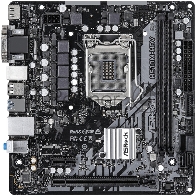 Плата материнская Asrock Asrock H510M-HDV, LGA1200, Intel H510, mATX, BOX